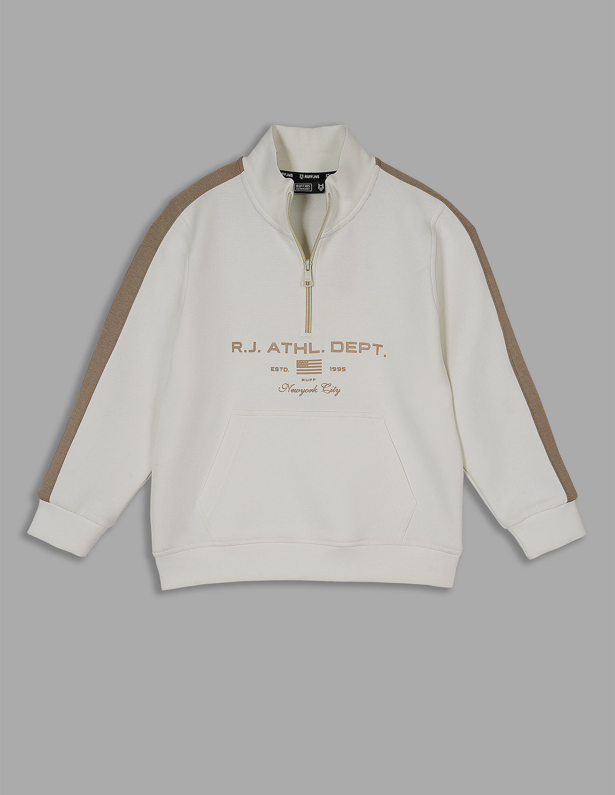 Boys Off White Cotton Blend Crew Neck T-Shirt