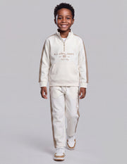 Boys Off White Cotton Blend Crew Neck T-Shirt
