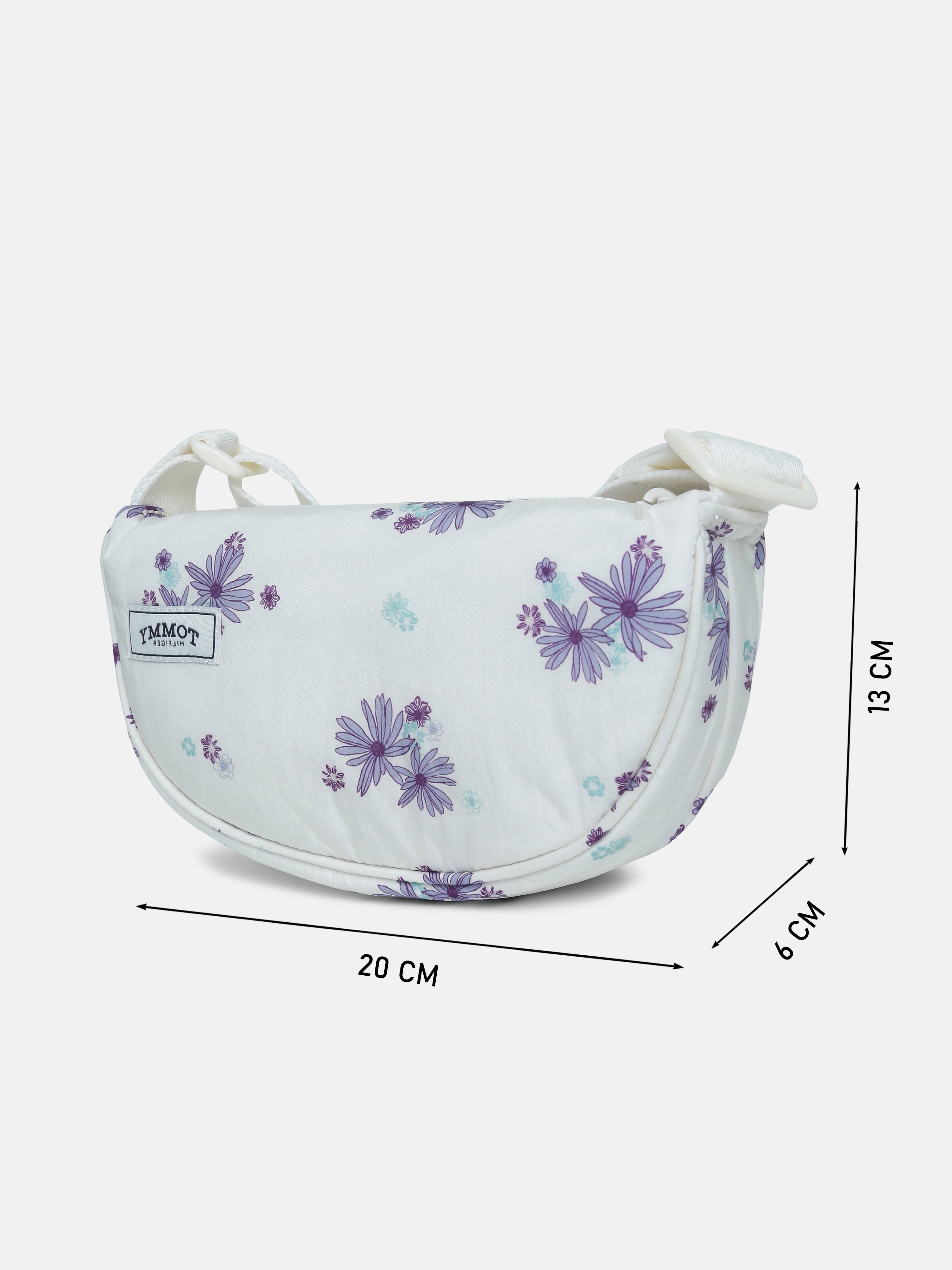 Kids White Printed Recycled Nylon Casual Zip Bag