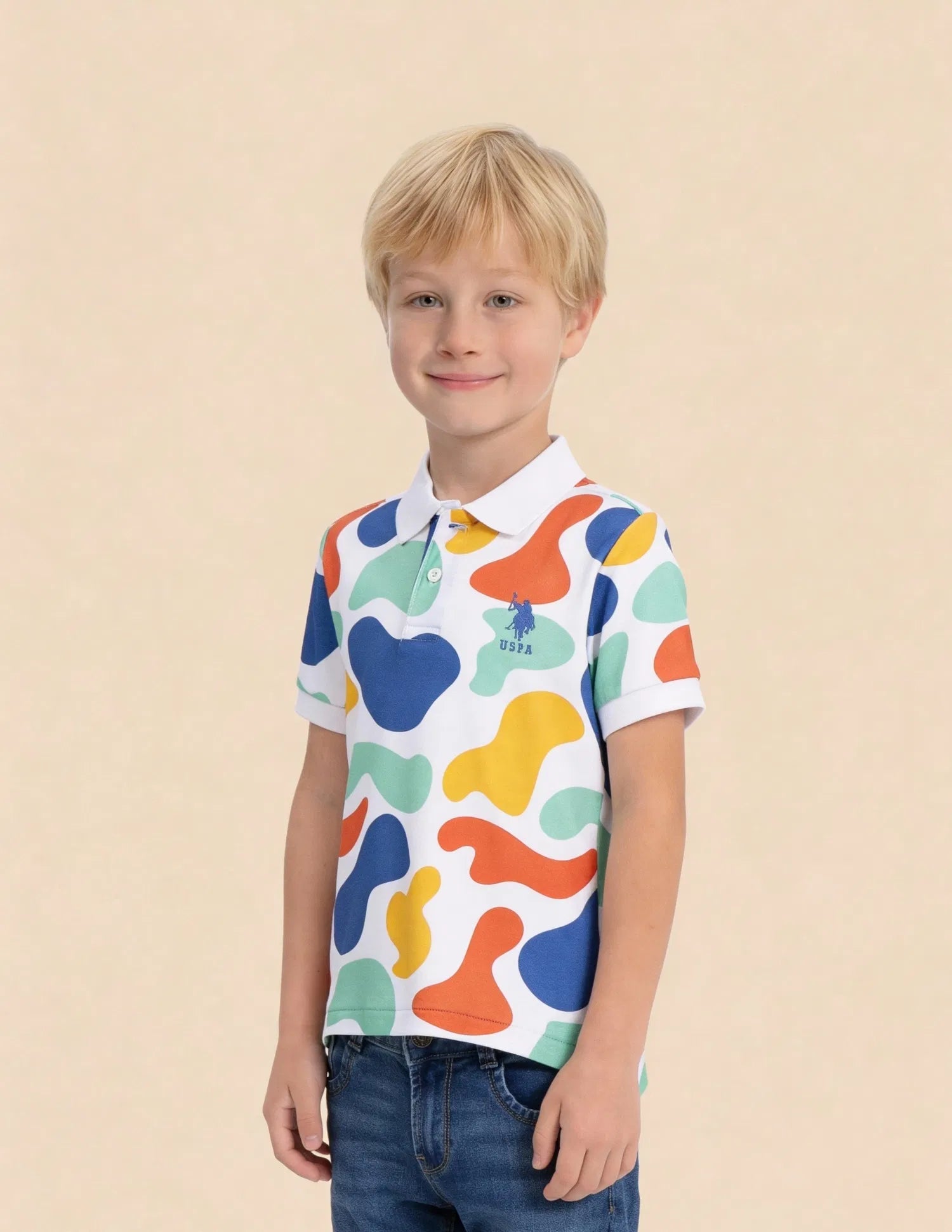 Boys Light Brown Cotton Casual T-Shirt