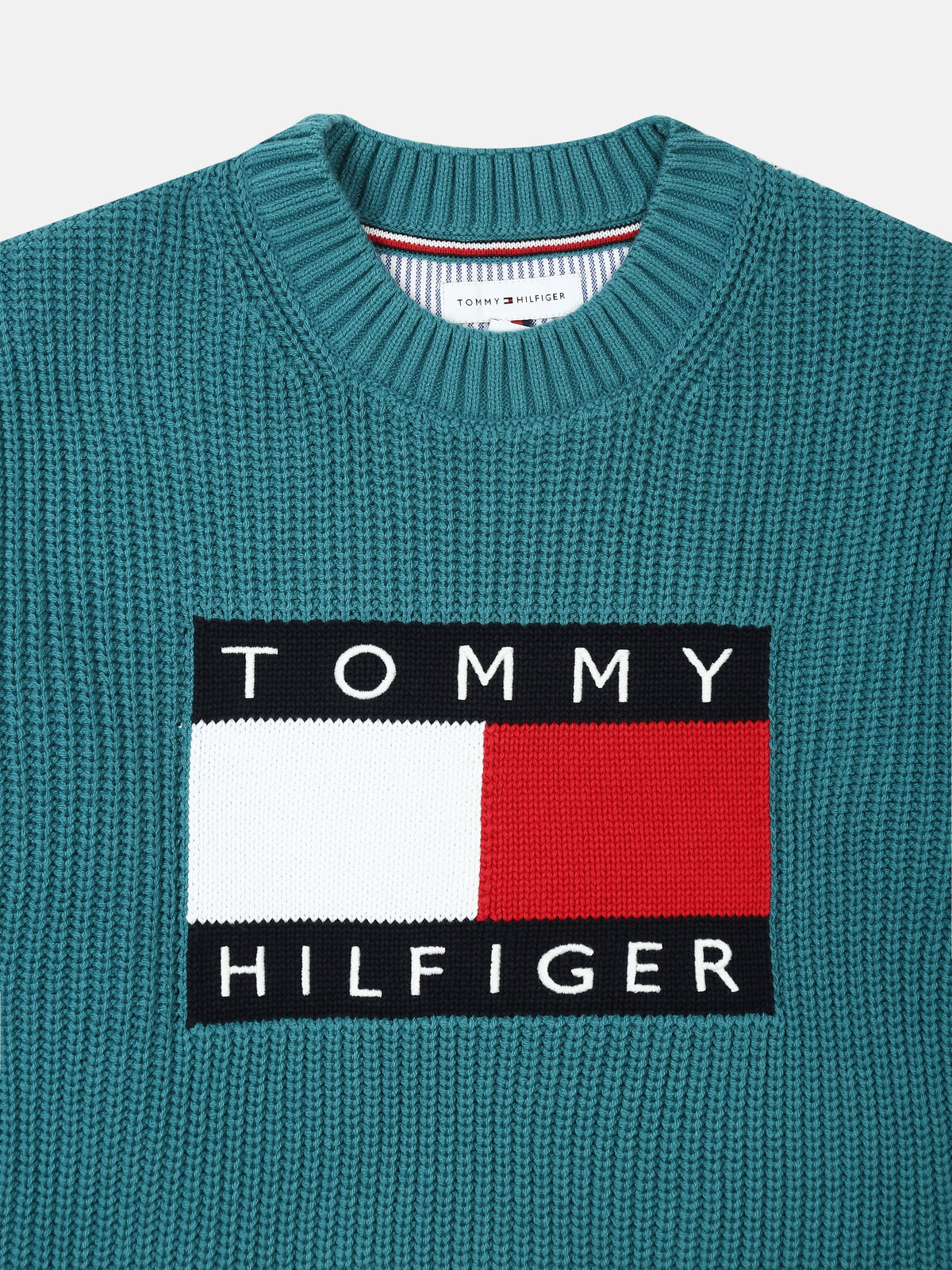 Boys Embroidered Logo Regular Fit Sweater Platinum Teal