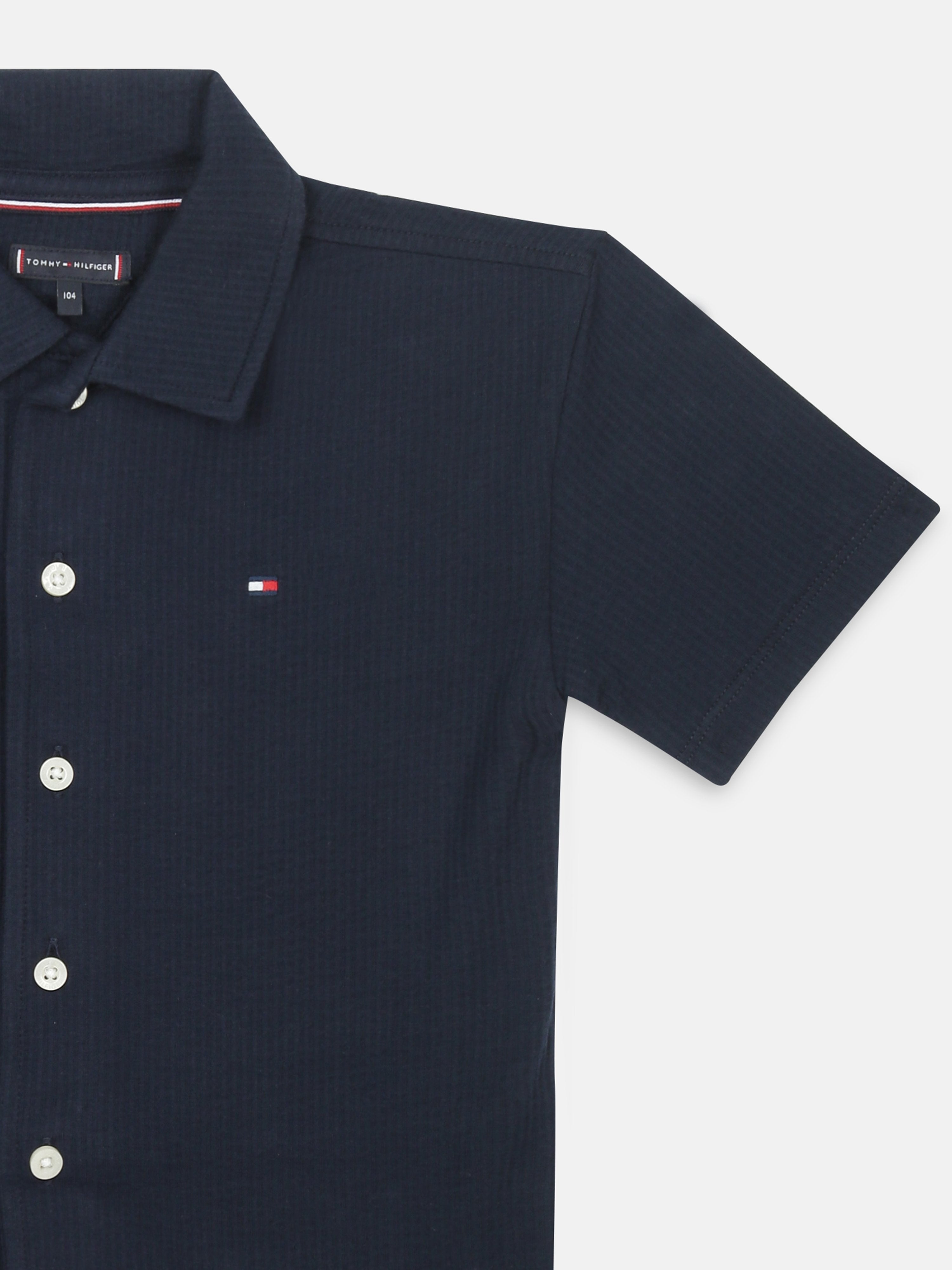 Boys Dark Night Navy Self-Design Cotton Regular Fit Shirt