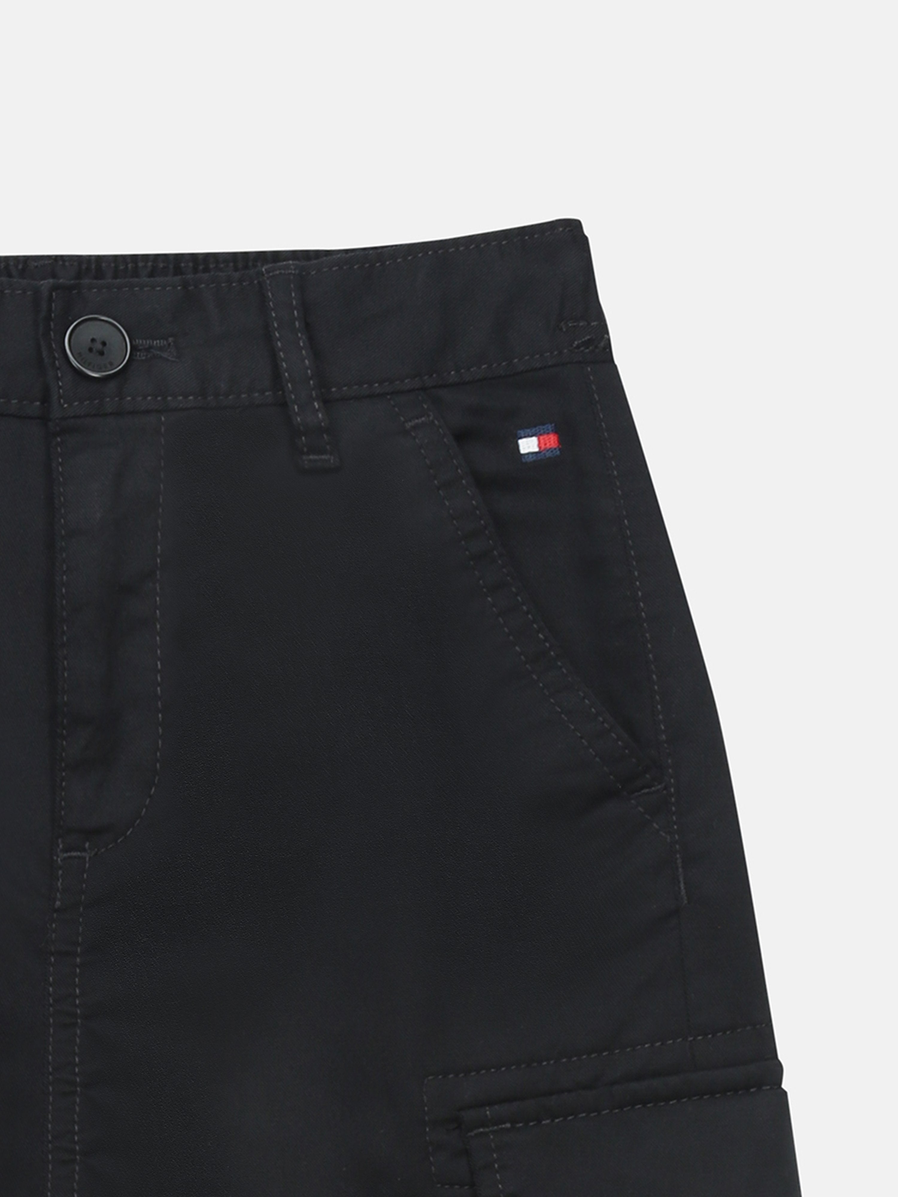 Boys Black Solid Relaxed Fit Casual Cotton Pants