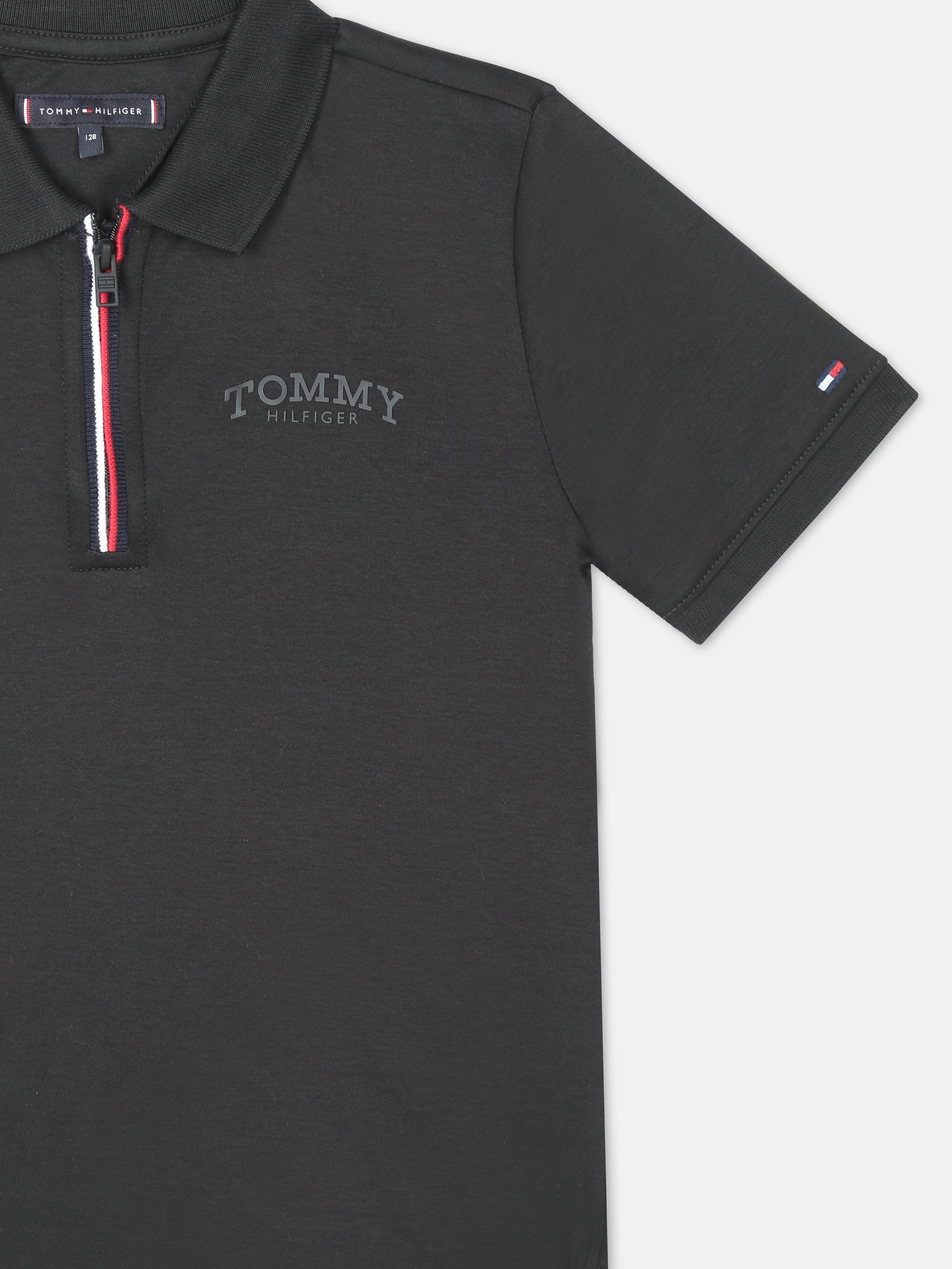 Boys Black Solid Cotton Polo T-Shirt Regular Fit
