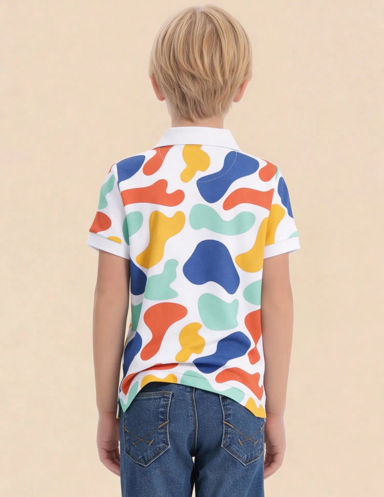 Boys Light Brown Cotton Casual T-Shirt
