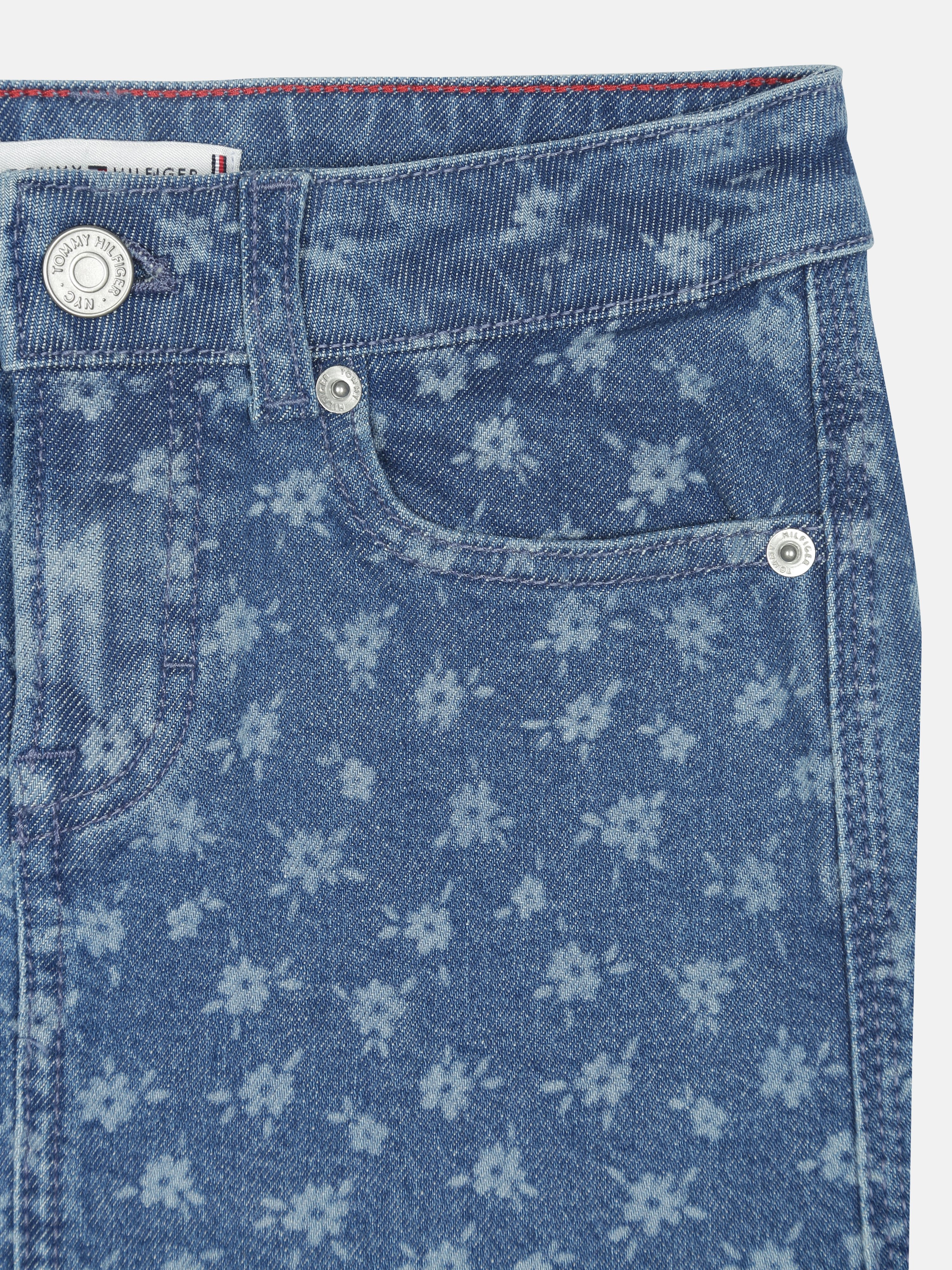 Girls Blue Printed Cotton Blend Regular Fit Bottom