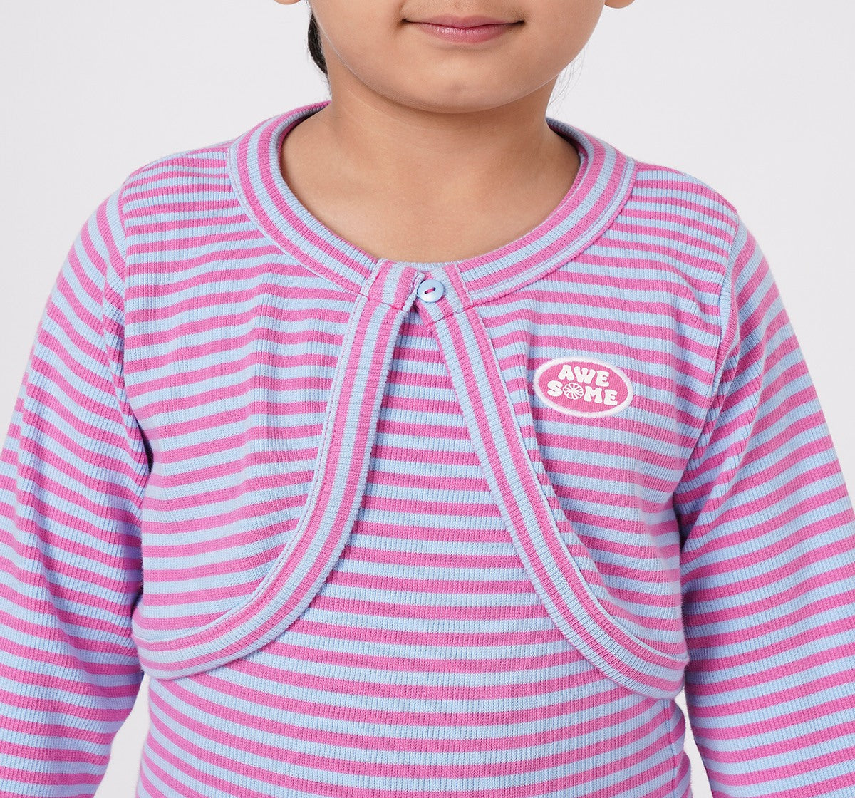 Y/D Stripe Dress with Cropped Jacket Pink