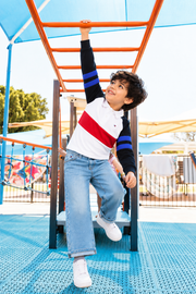 Boys Light-Wash Wide Leg Fit Mid Rise Jeans Denim Light