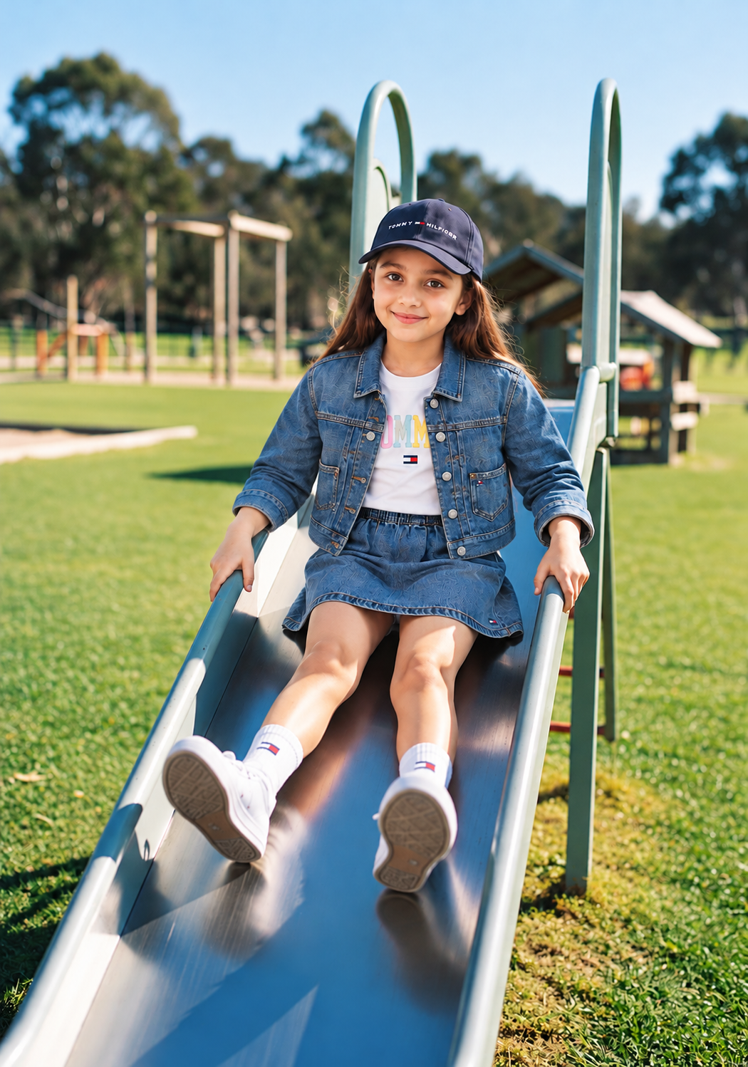 Girls Regular Fit Spread Collar Denim Jacket Islandblue