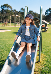 Girls Regular Fit Spread Collar Denim Jacket Islandblue