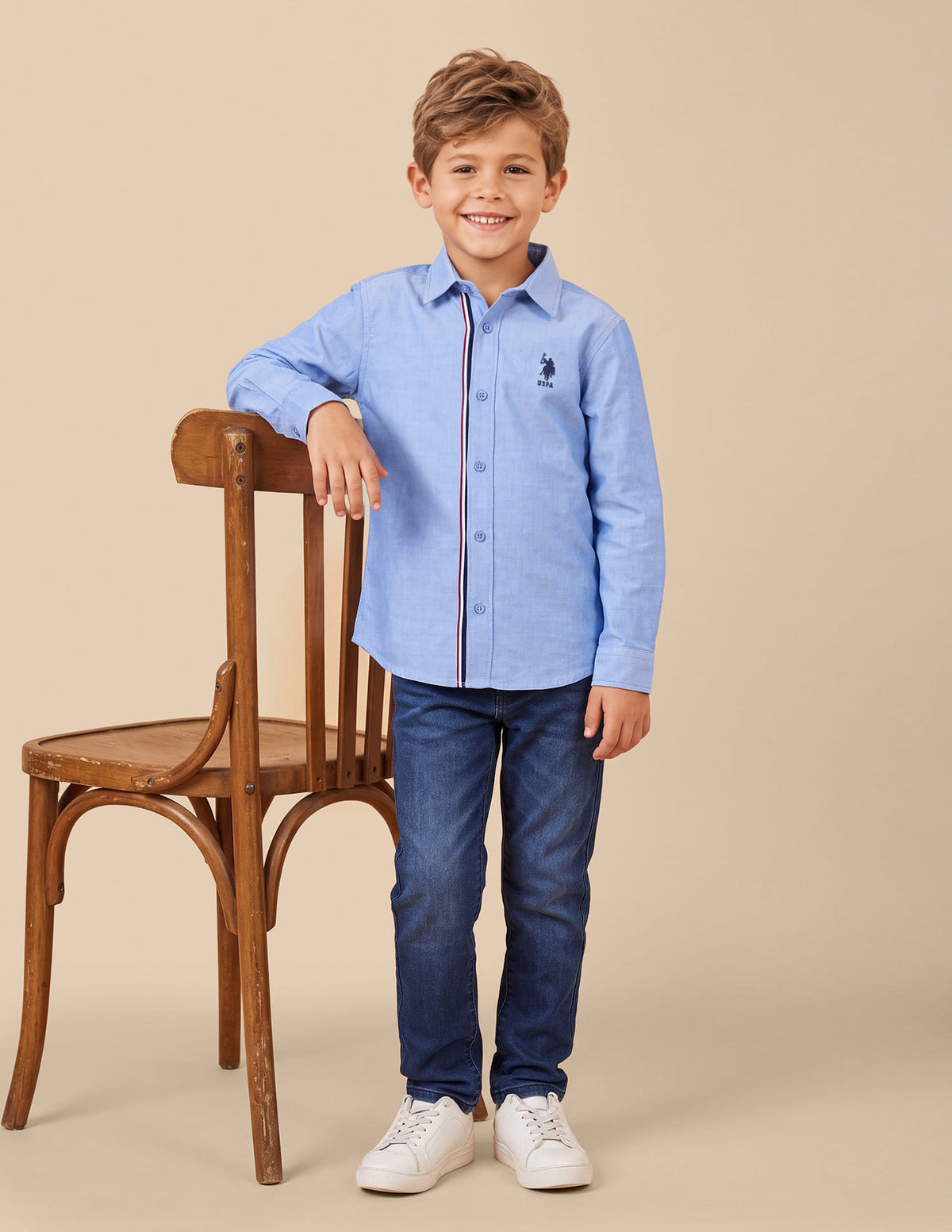 Boys Light Blue Cotton Oxford Regular Fit Shirt