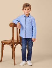 Boys Light Blue Cotton Oxford Regular Fit Shirt