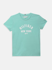 Girls Green Logo Regenerative Cotton Casual Knit Top