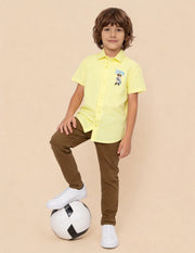 Boys Graphic Brand Printed Cotton Shirt – Regular Fit