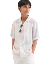 Boys Off White Boxy Fit Viscose Shirt
