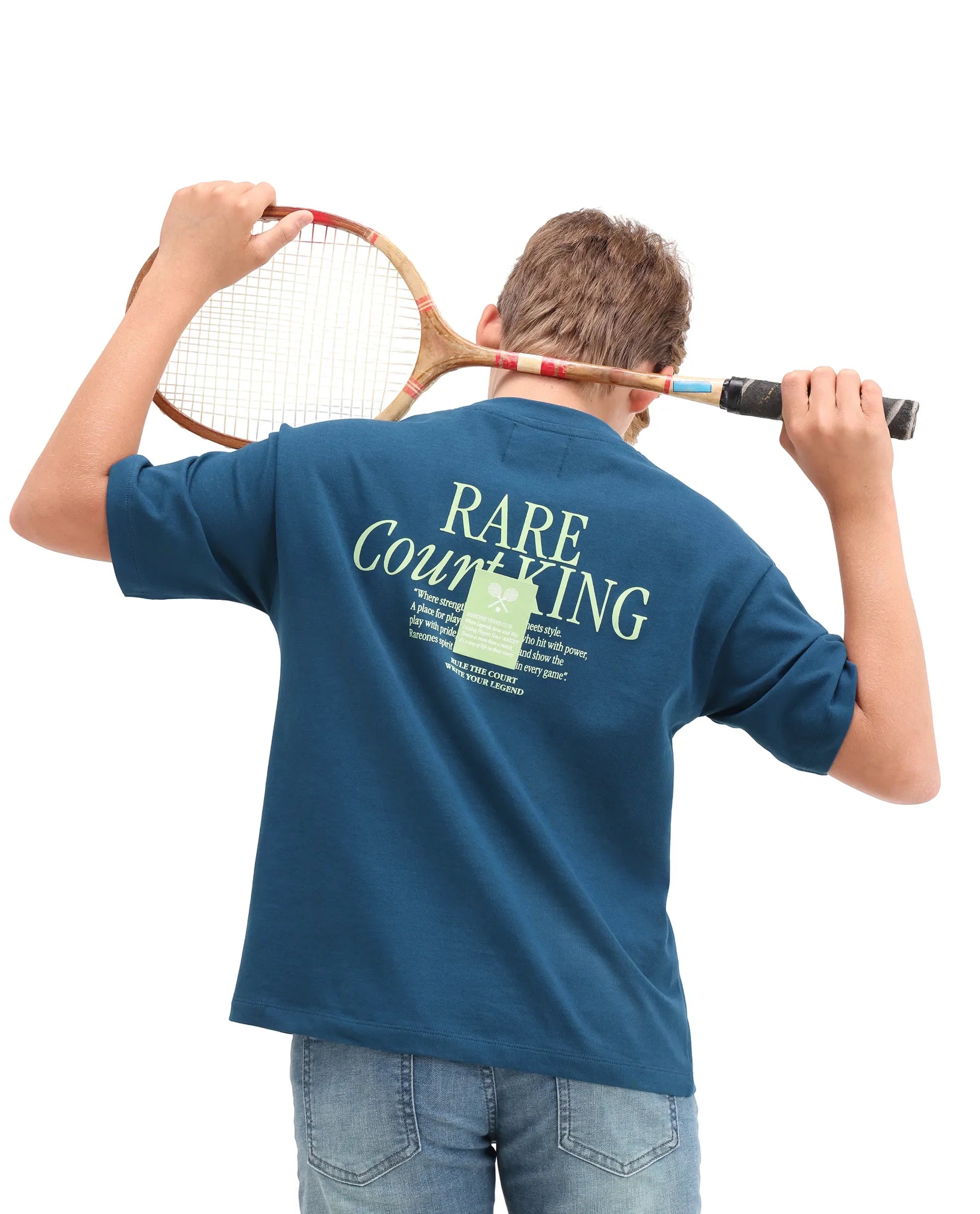 Boys Dark Teal Oversized HD Print T-Shirt