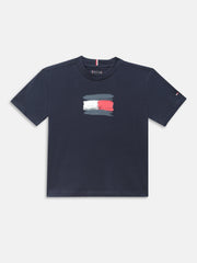 Boys Navy Logo Cotton Knit T-Shirt