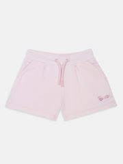Girls Pink Solid Cotton Blend Drawstring Bottom