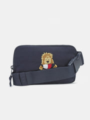 Kids Blue Embroidered Polyester Casual Zip Bag