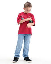 Rare Ones Boys Light Blue Regular Fit Cotton Blend Jeans