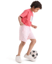 Boys Pink Cotton Linen Regular Fit Shorts