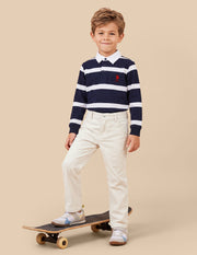 Boys Ivory Cotton Corduroy Regular Fit Trousers