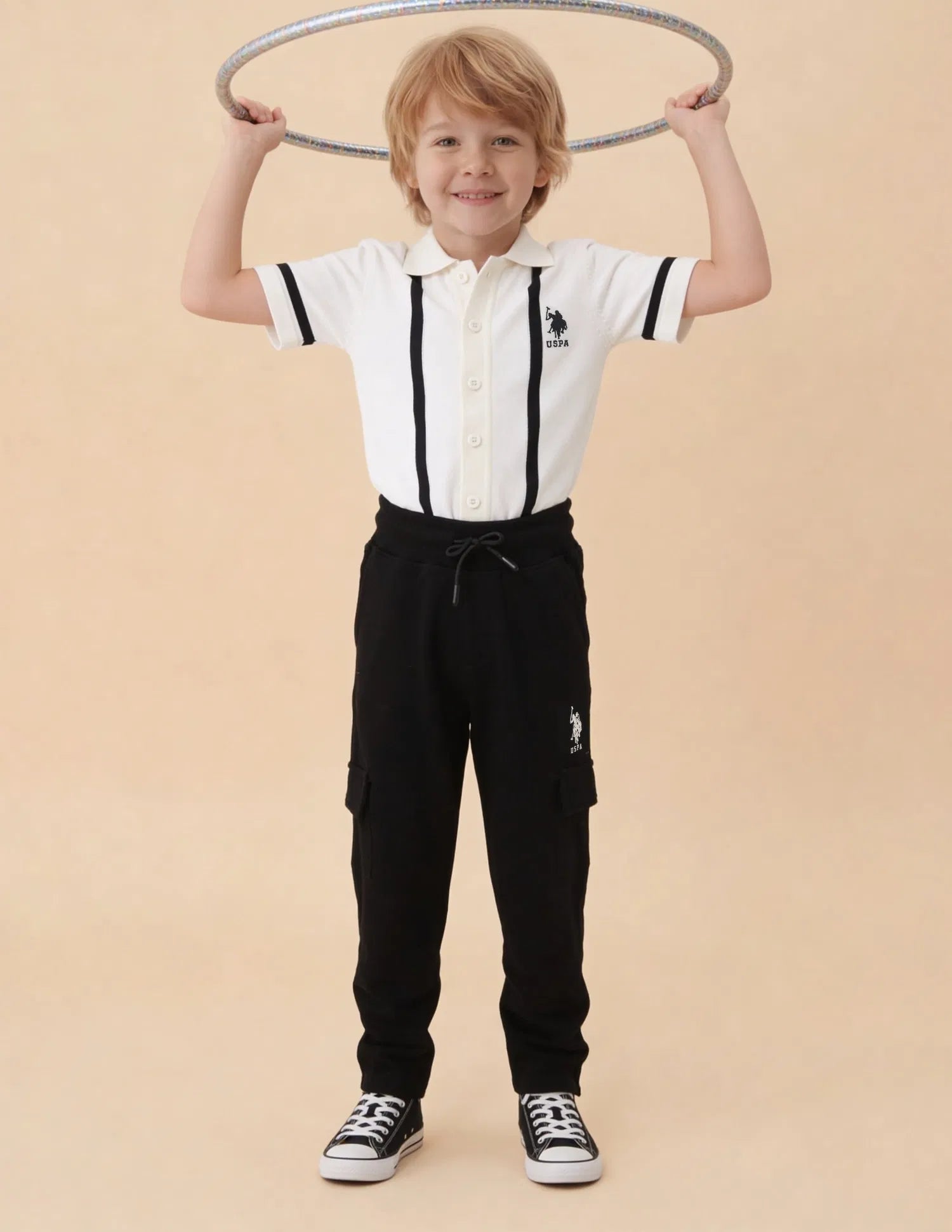 Boys Black Cotton Solid Joggers Regular Fit