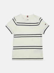 Boys White Signature Embroidered Cotton T-Shirt