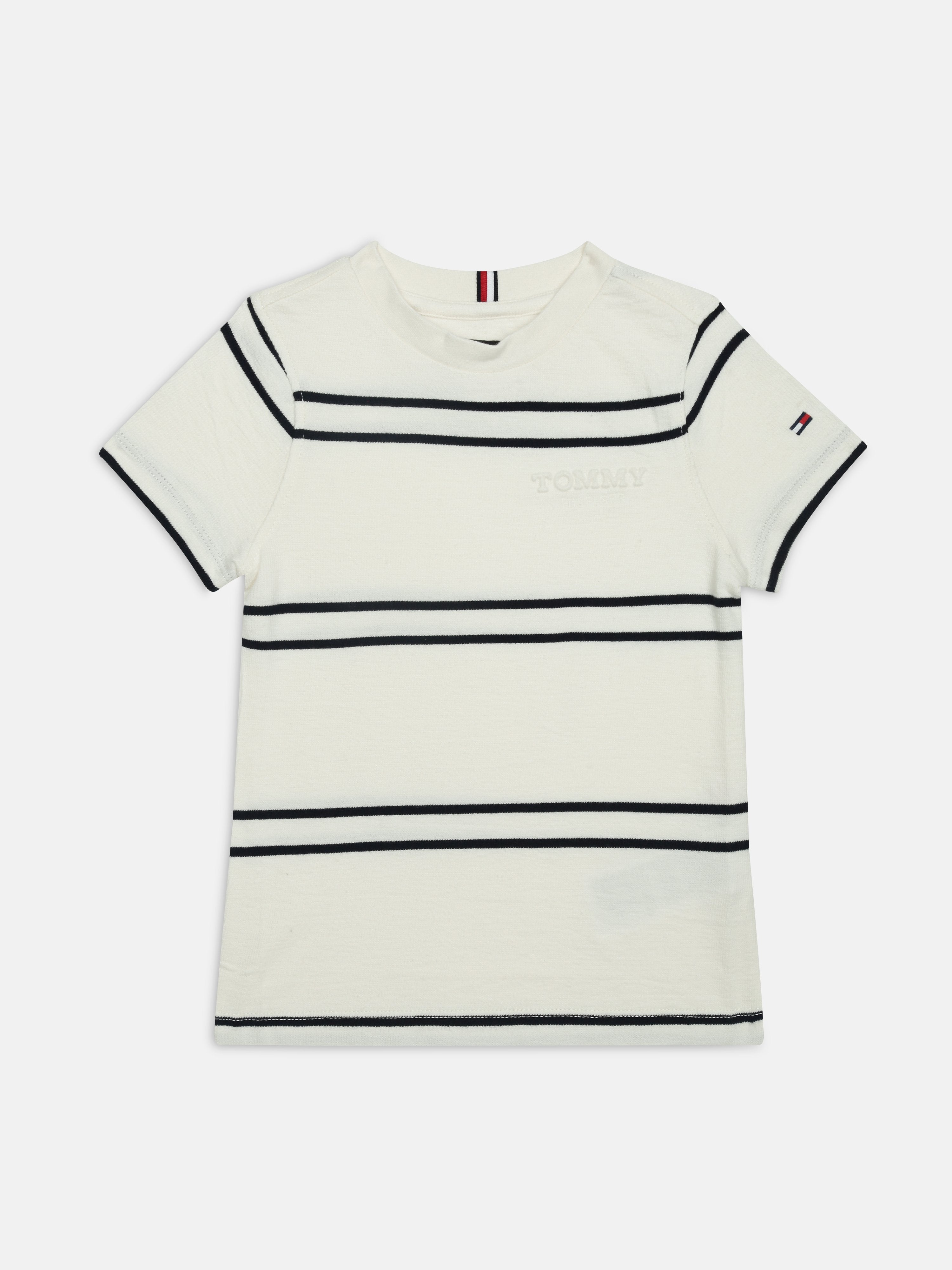 Boys White Signature Embroidered Cotton T-Shirt