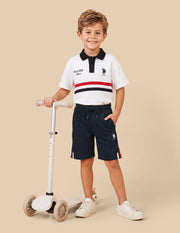 Boys Navy Cotton Blend Regular Fit Shorts