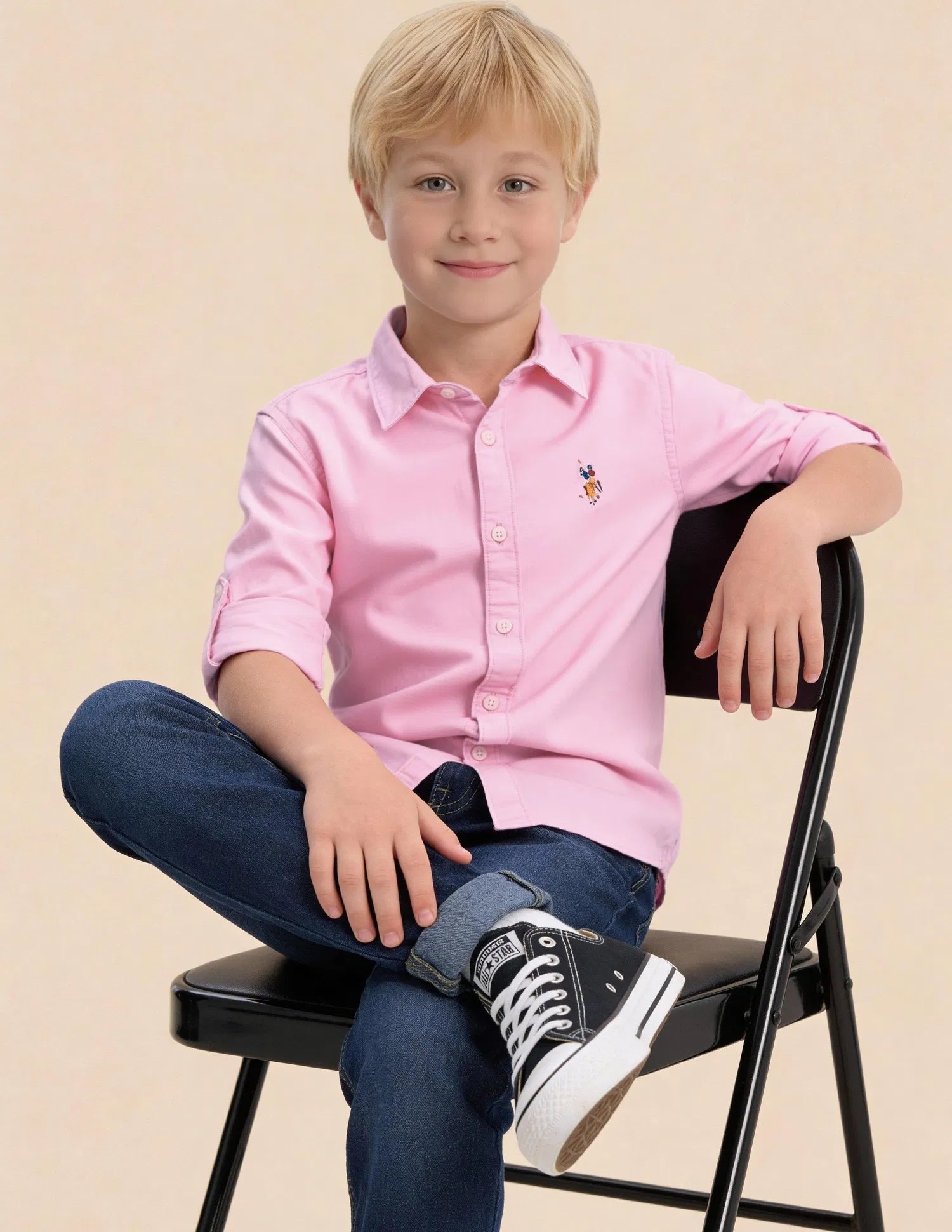 Boys Pink Solid Cotton Oxford Shirt – Regular Fit