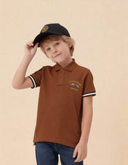 Boys Solid Cotton Polo Shirt Regular Fit