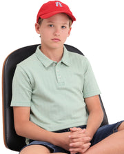 Boys Teal Jacquard Cotton Regular Fit Polo