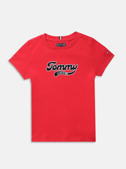 Girls Red Logo Regenerative Cotton Casual Knit Top