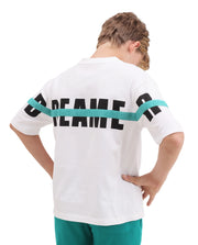 Rare Ones Boys White Oversized Badge Applique Cotton T-Shirt