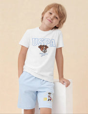 Boys White Logo Embroidered Cotton T-Shirt – Regular Fit