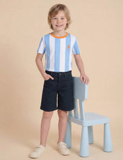 Boys Navy Cotton Solid Shorts Regular Fit