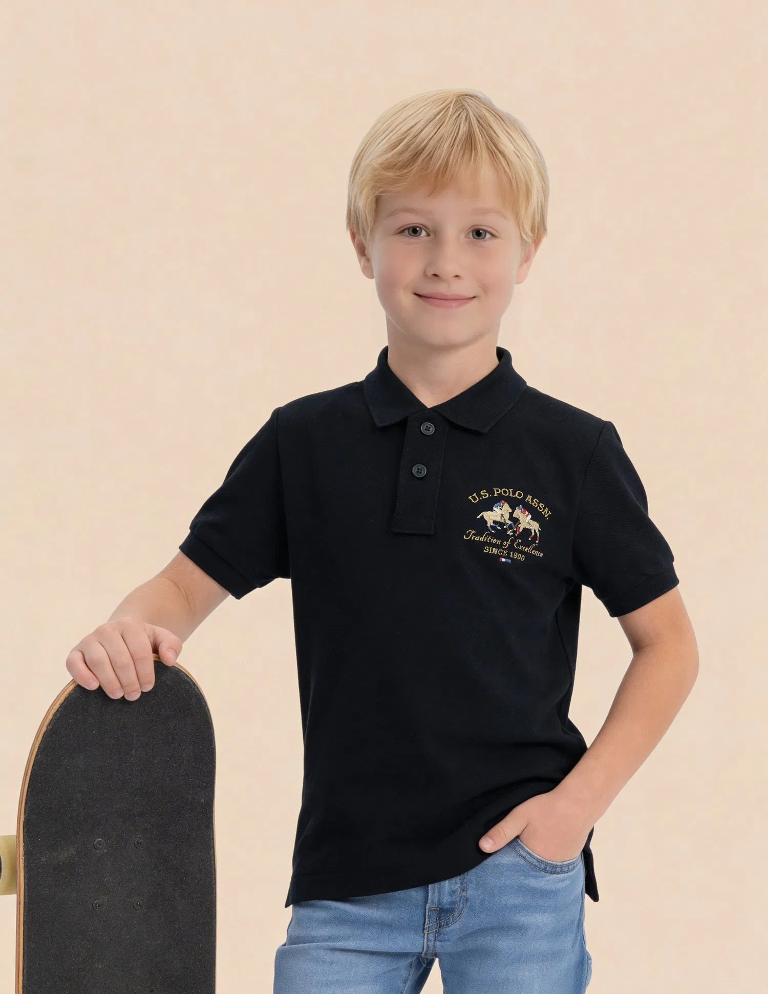 Boys Cotton Embroidered Polo Shirt Regular Fit