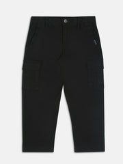 Girls Black Straight Fit Cotton Blend Casual Bottom