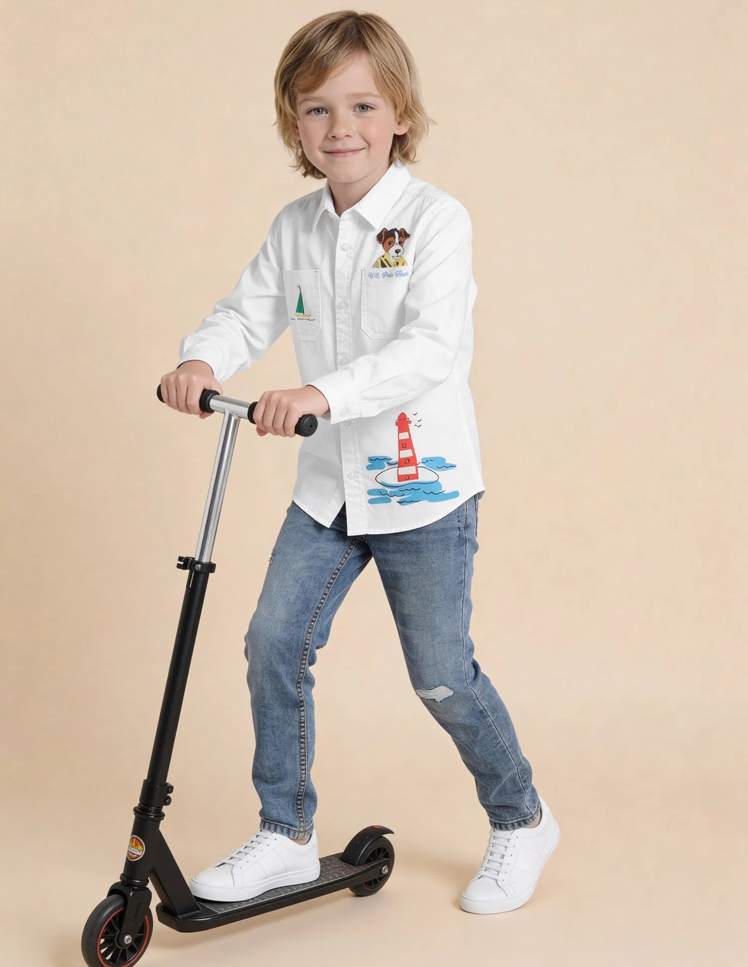 Boys Graphic Printed Cotton Shirt – Regular Fit Casual Wear