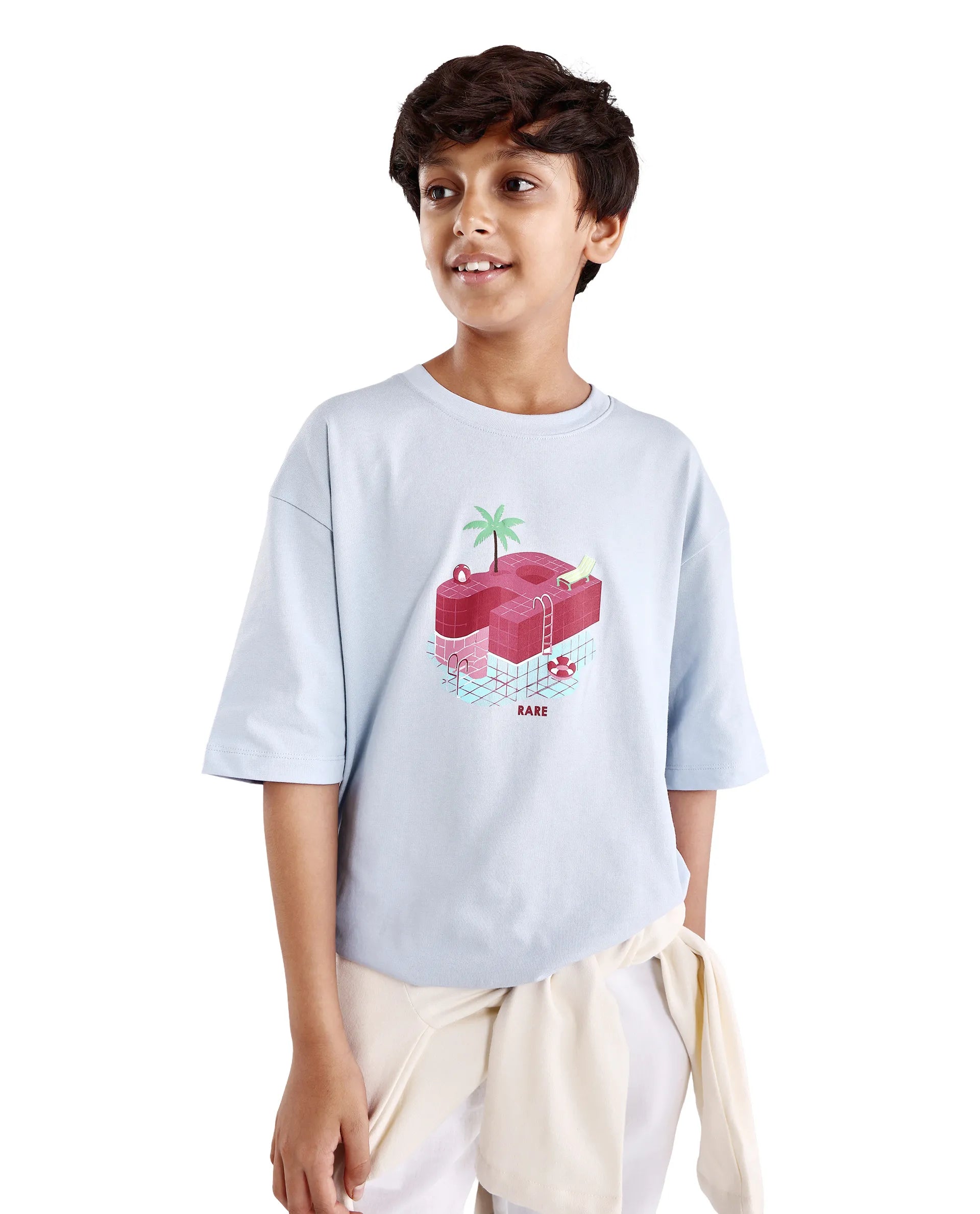 Boys Light Purple Oversized Cotton T-Shirt