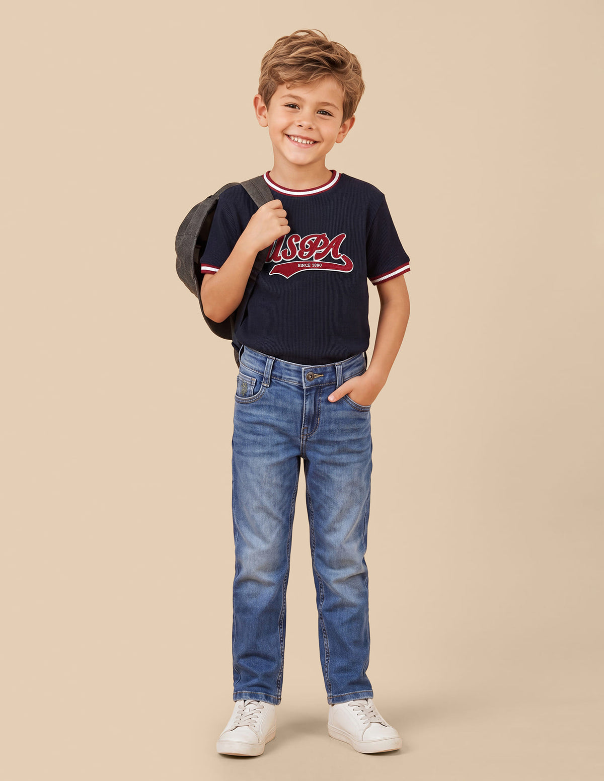 Boys Mid Blue Stretchable Bootcut Jeans