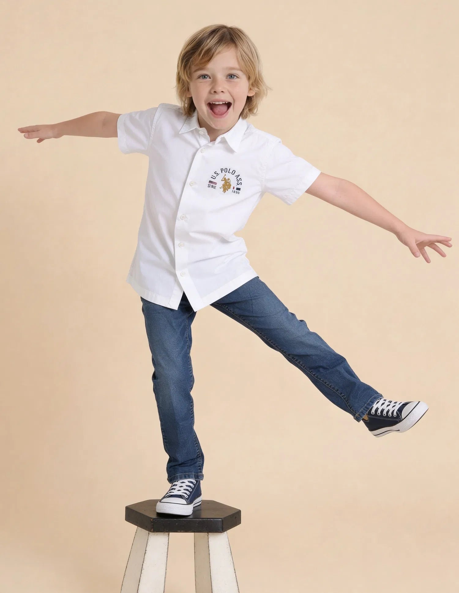 Boys White Graphic Printed Cotton Shirt – Regular Fit