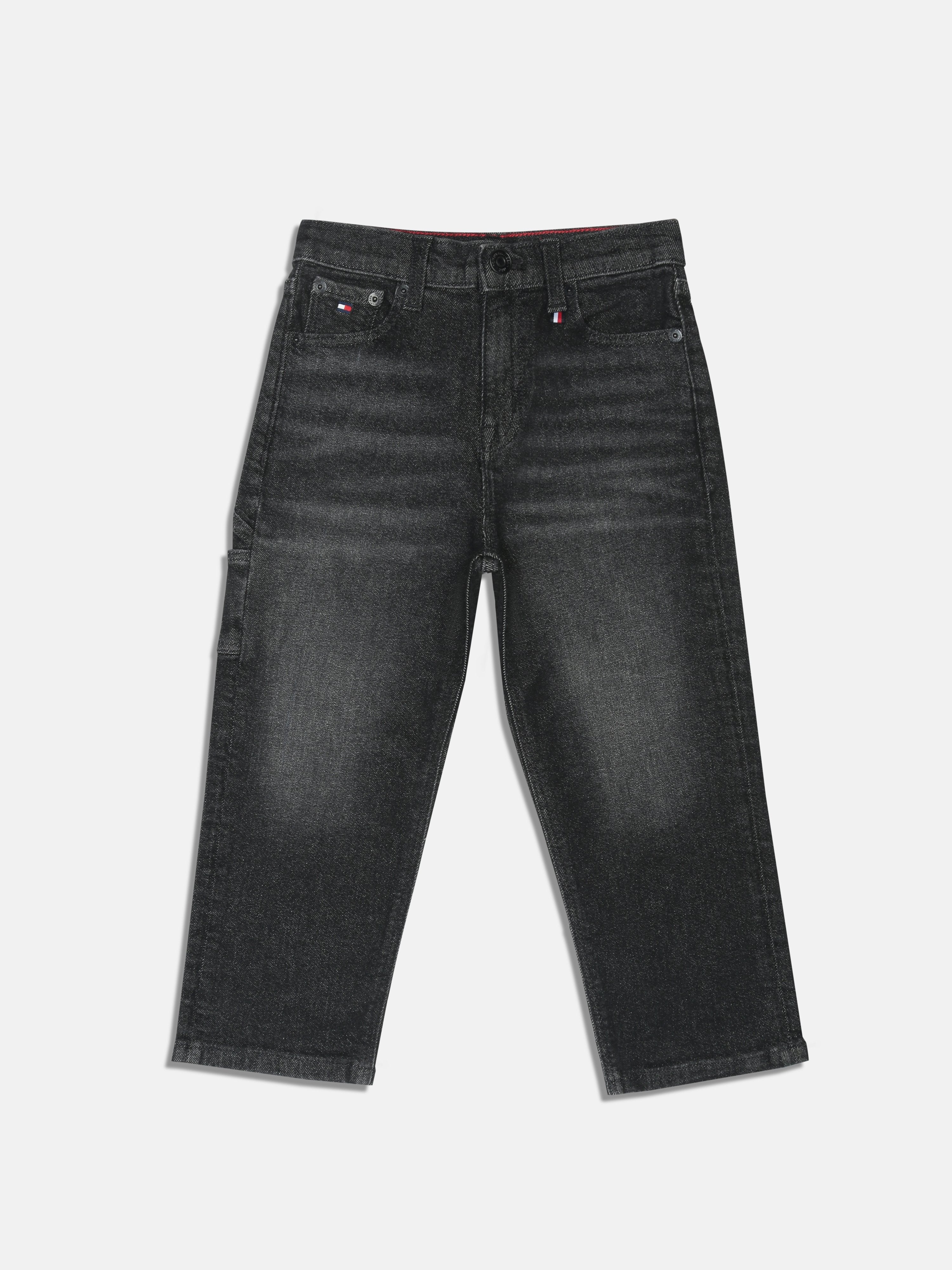 Boys Grey Faded Printed Relaxed Fit Casual Denim