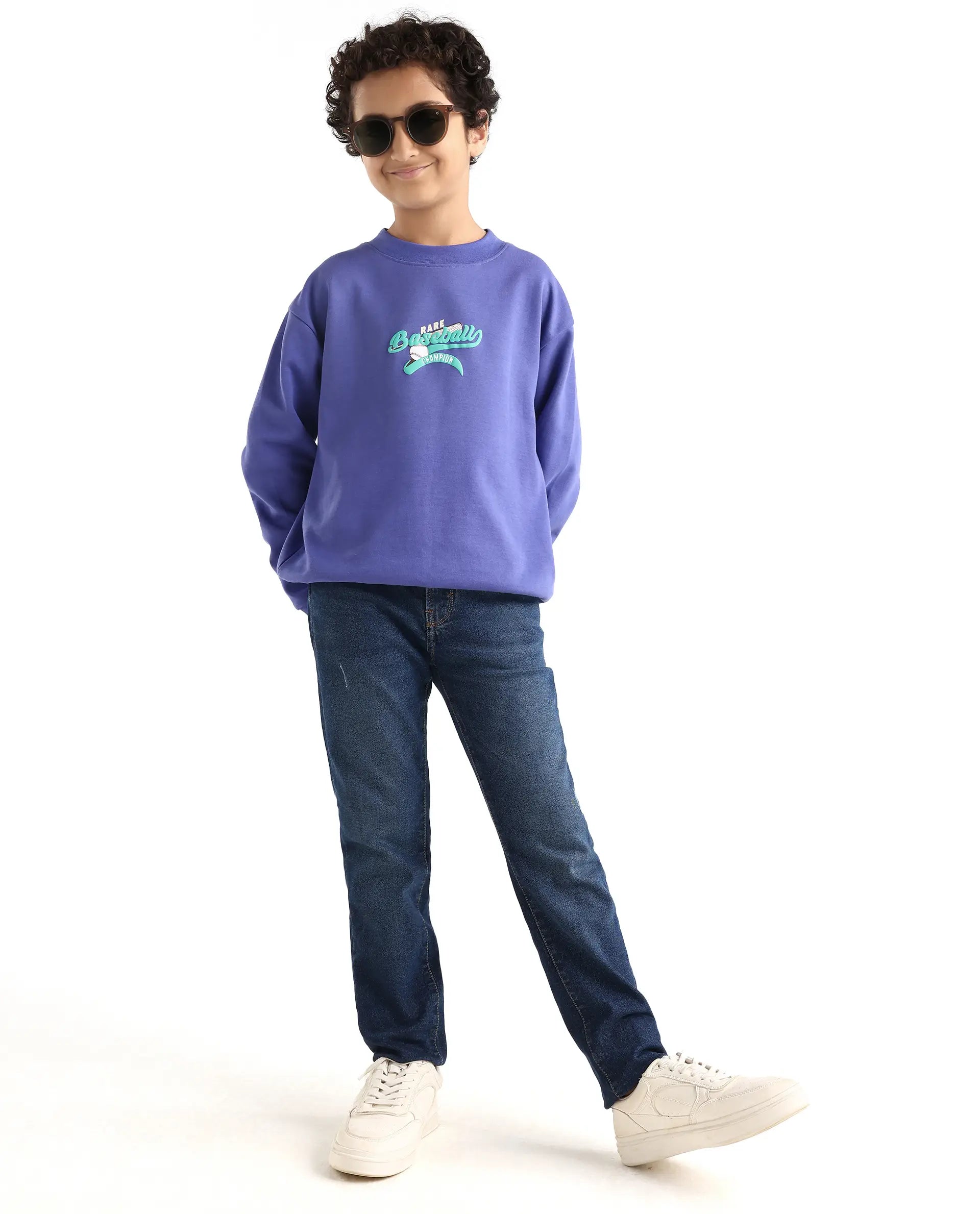 Boys Dark Blue Slim Fit Button-Zip Jeans