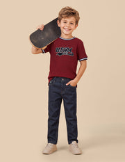 Boys Dark Blue Rinsed Baggy Fit Jeans