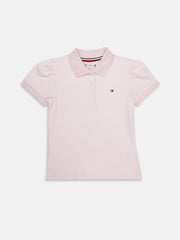 Girls Striped Regenerative Cotton Knit Polo Top