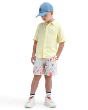 Boys Off White Viscose Blend Regular Fit Shorts