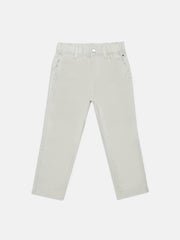 Boys Beige Solid Elasticated Regular Fit Casual Pants