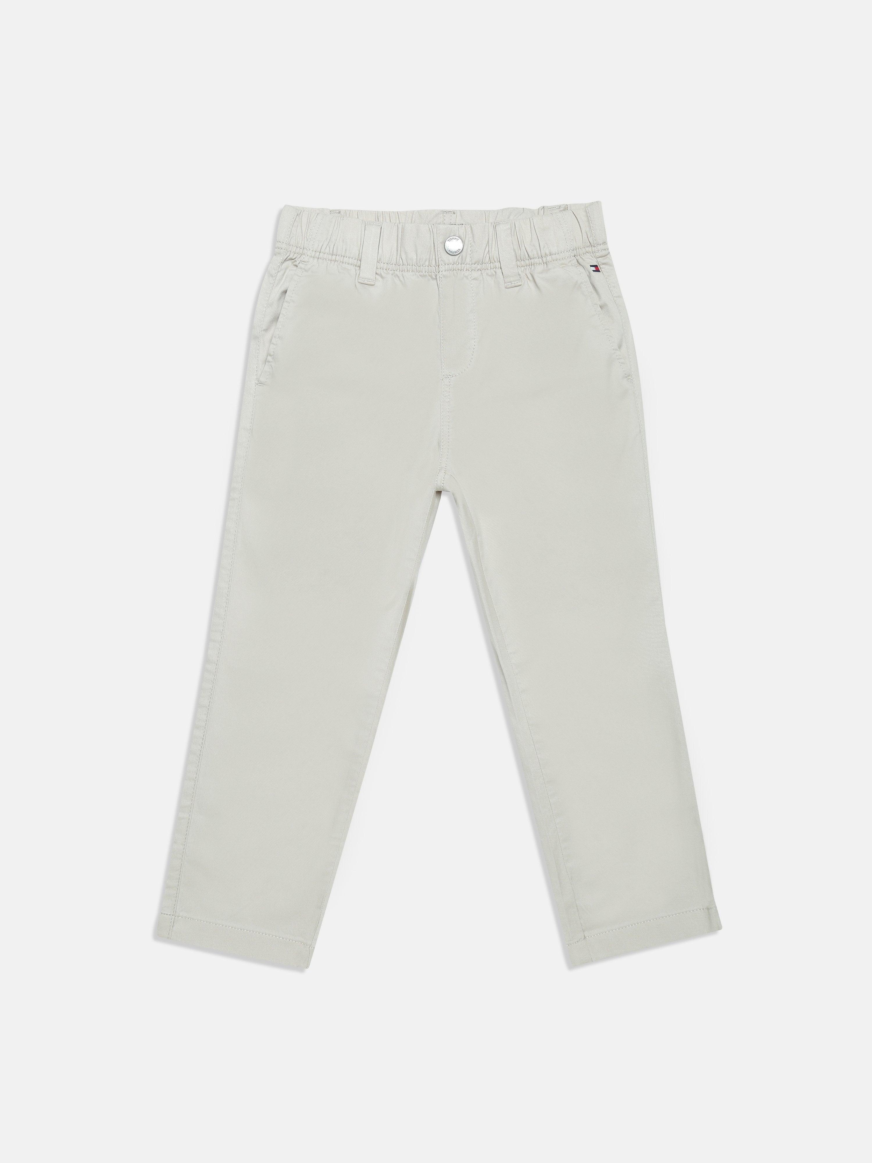 Boys Beige Solid Elasticated Regular Fit Casual Pants